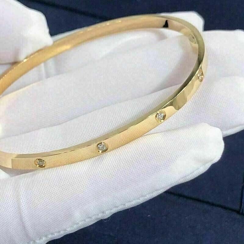2CTW Round Certified Moissanite Bridal Bangle Bracelet 14K Yellow Gold Plated 7″