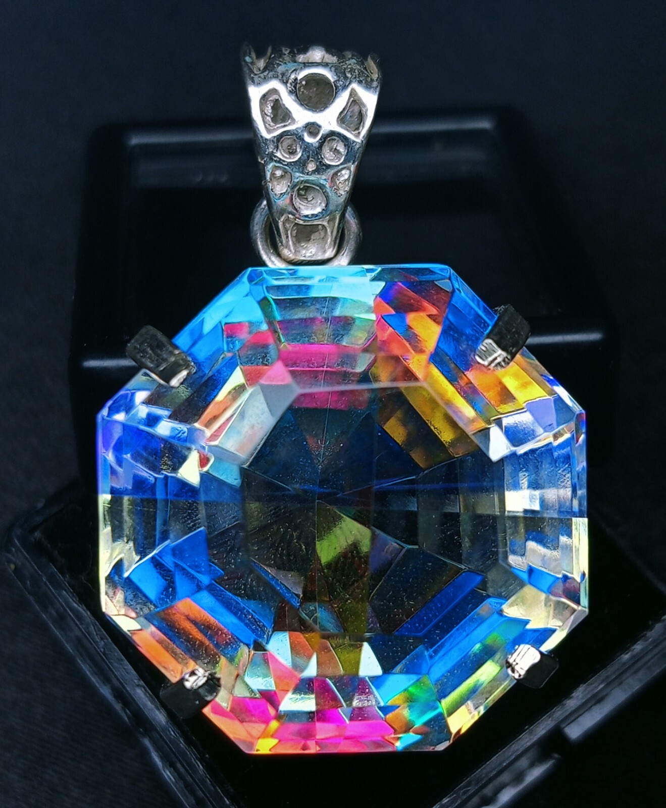 Mystic Topaz Fancy HexaCut 78.30 Ct Natural Loose Gemstone Pendant EGL Certified