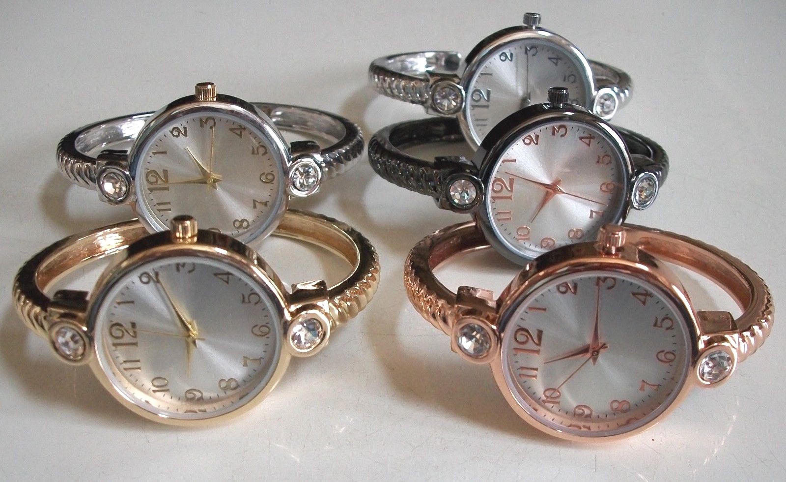 Women cable number dial silver, gold rose gold finish cuff fashion casual watch