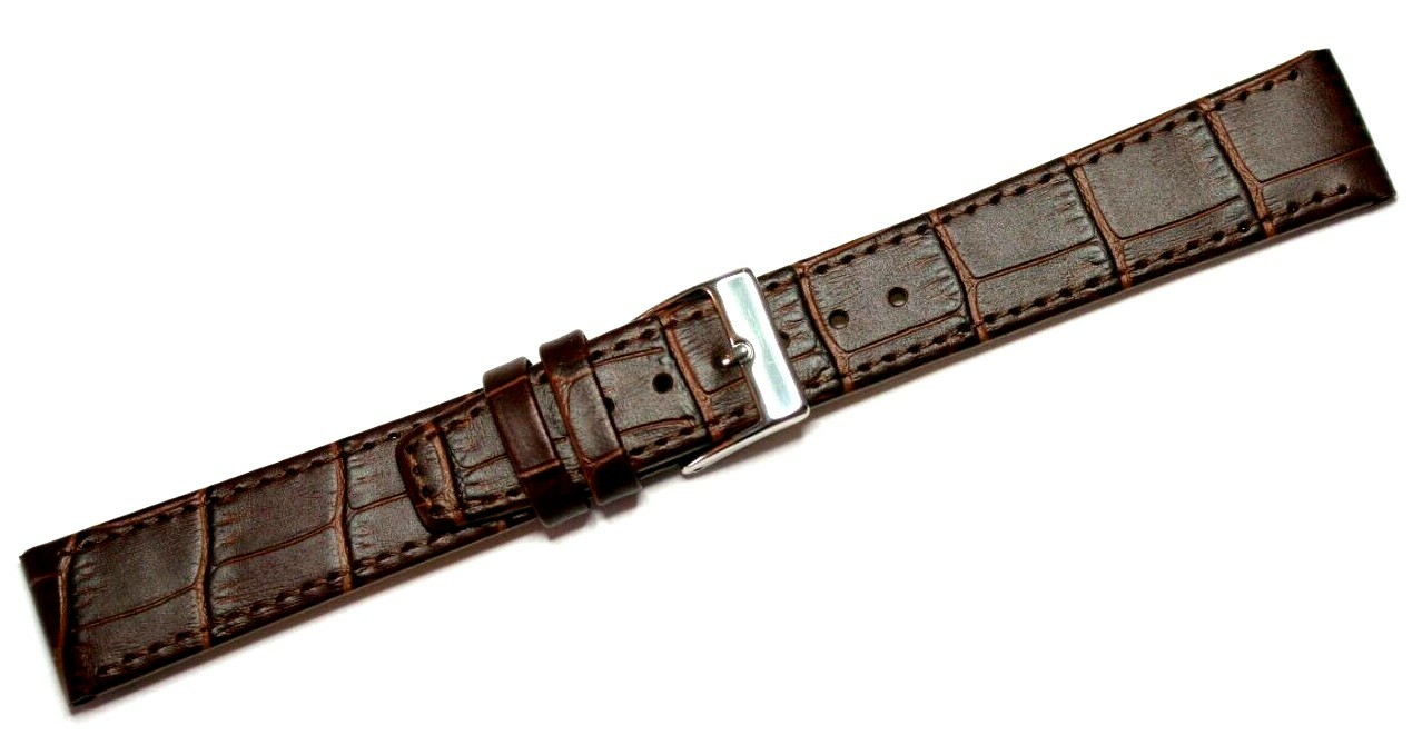 EASY FIT CLIP ON OPEN ENDED LEATHER WATCH STRAP BROWN 12MM to 20MM WITH FREEPOST