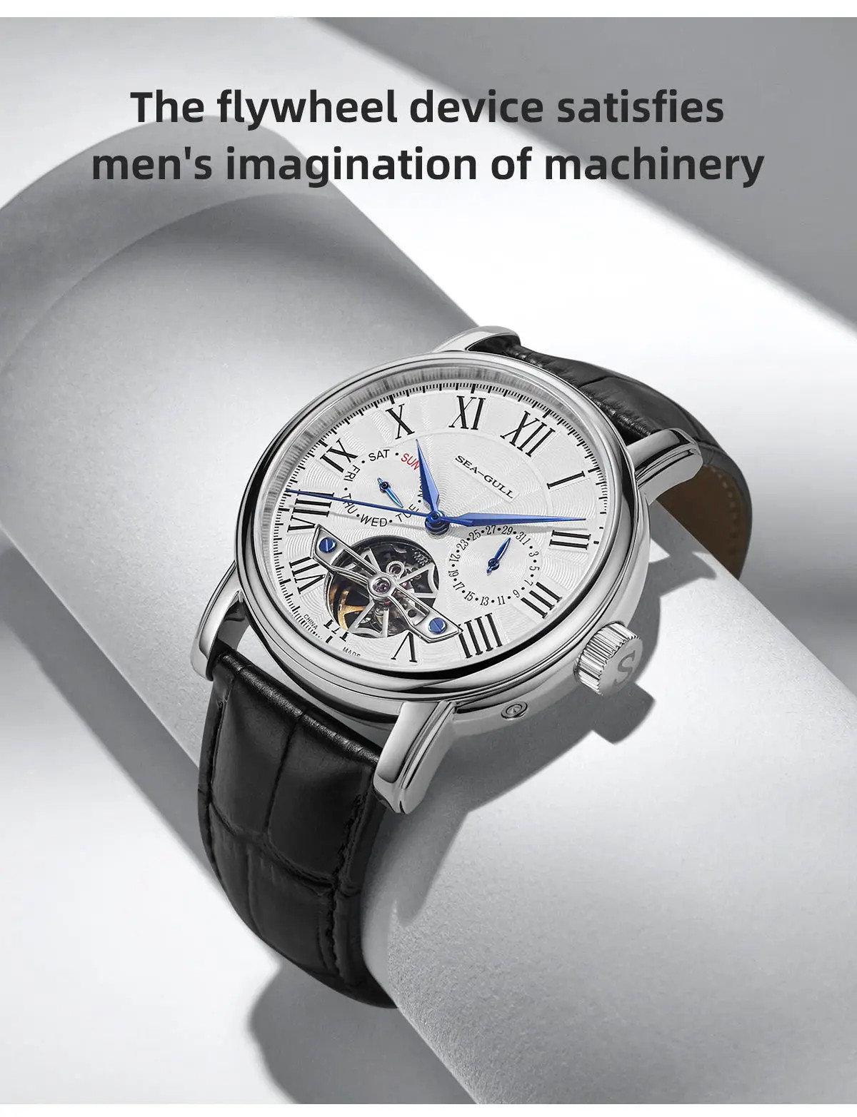 Seagull ST25 Movement Fashion Man Hollow Flywhee Casual Business Watch 819.624