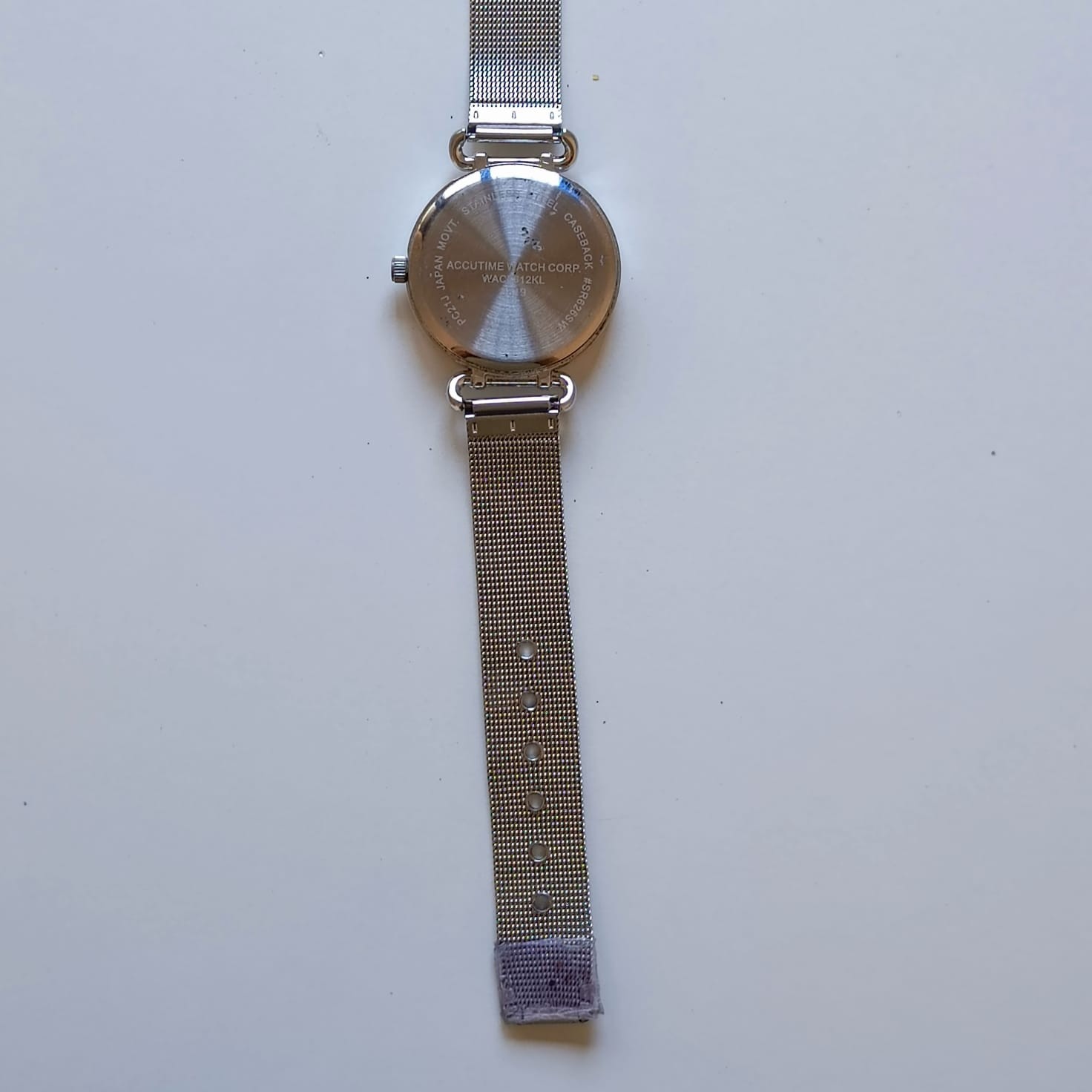 Accutime Watch Corp Women’s Silver Tone Mesh Strap Watch White Dial Japan Movt W