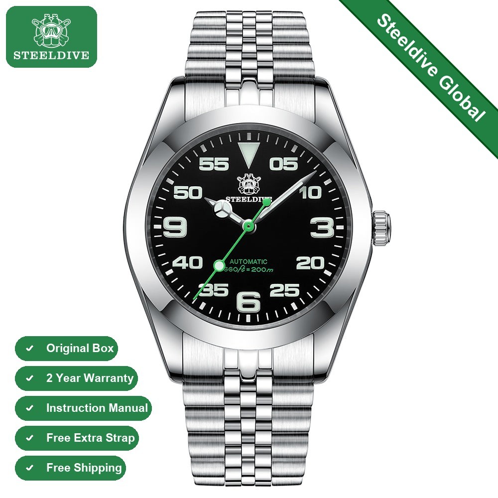 STEELDIVE SD1934K Mens 39mm 200M Automatic Dive Watch NH35 Sapphire Steel
