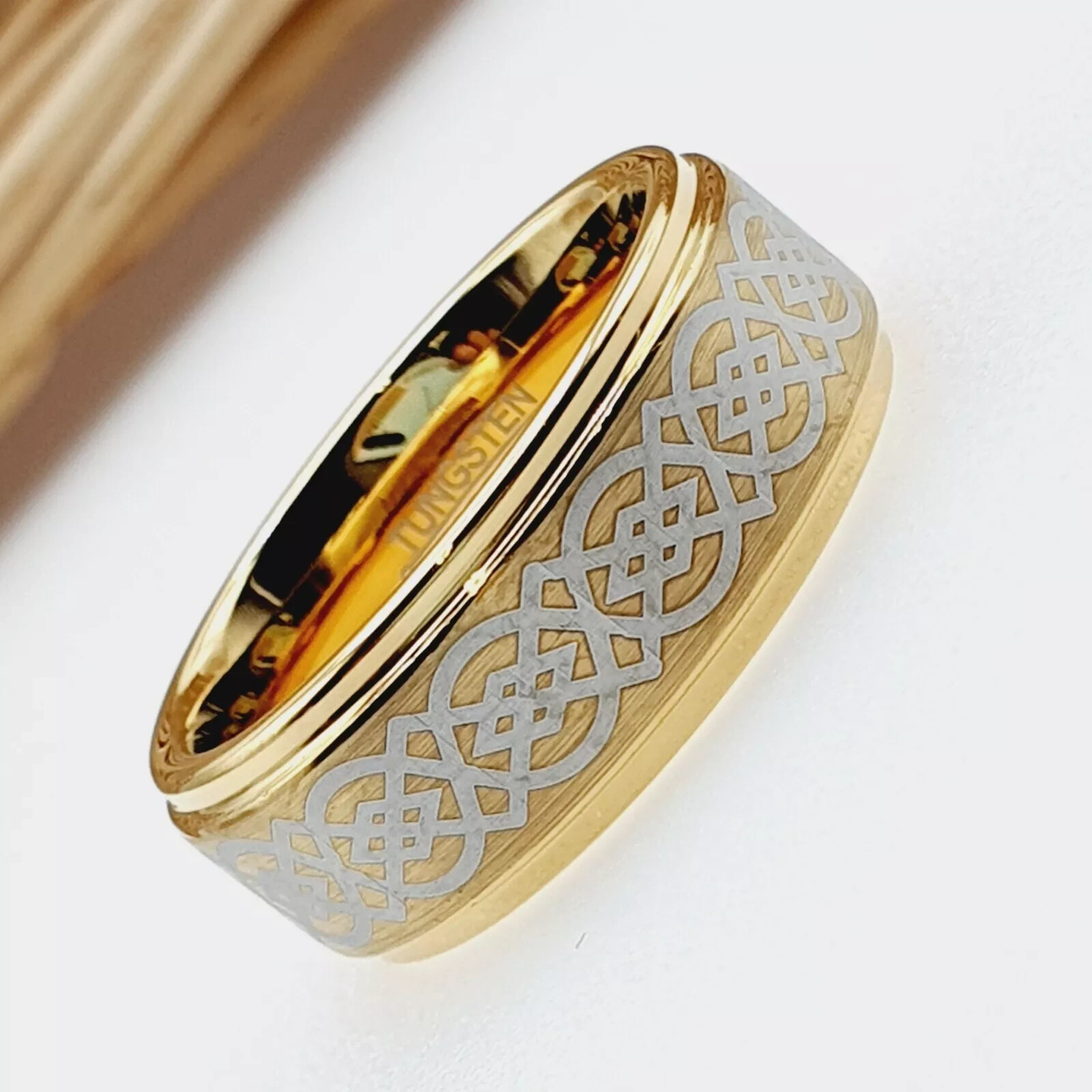 Elegant Gold Tungsten Celtic Knot Band | Couple’s Anniversary & Promise Ring