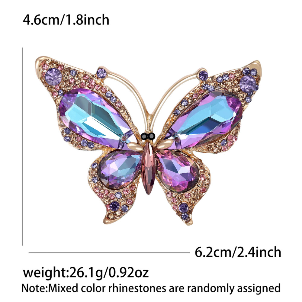 Vintage Butterfly Blue Crystal Rhinestone Brooch Silver Insect Pin Summer Gift