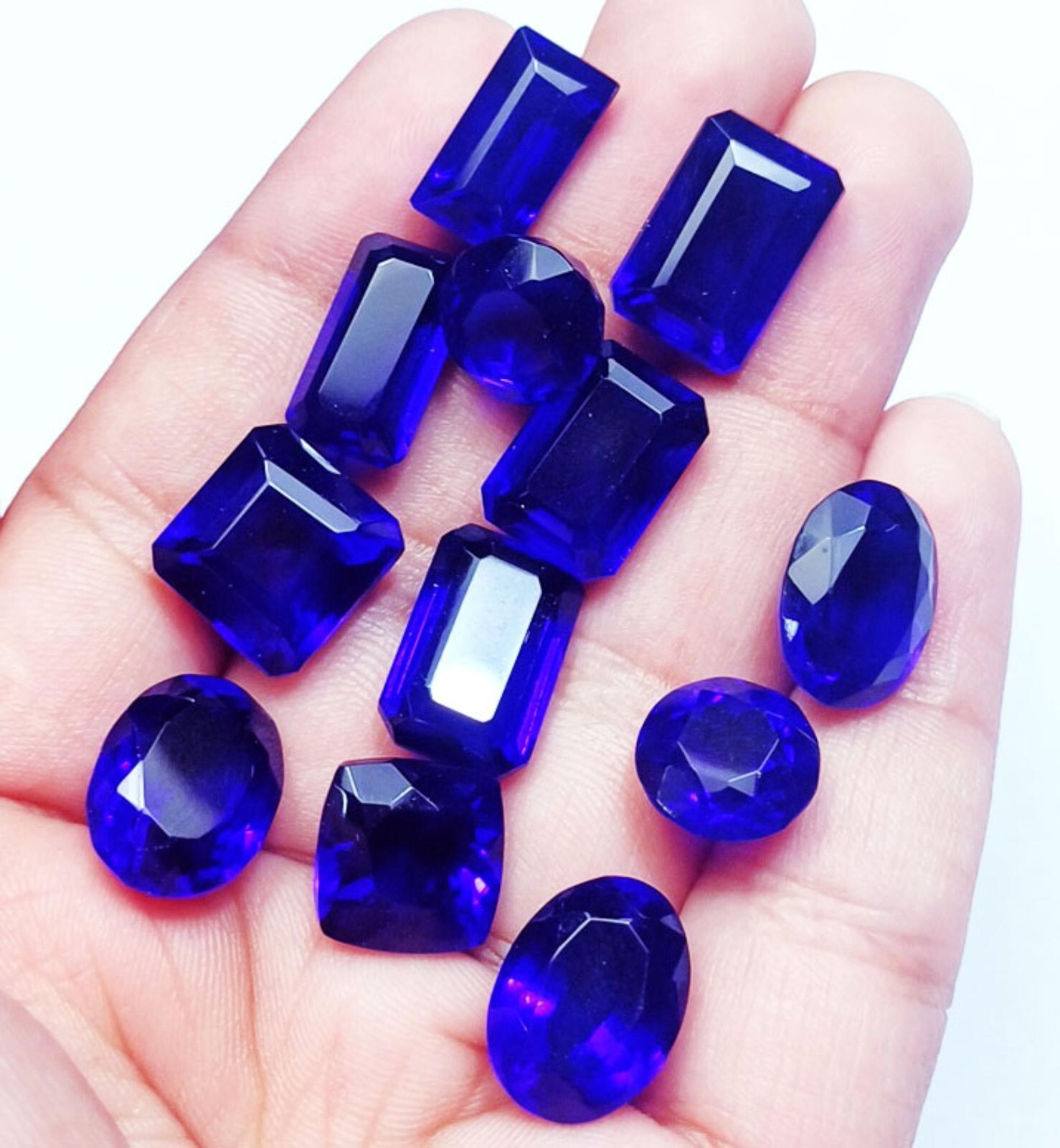 Mixed Shape Blue Topaz Lot 69.10 Ct / 12 pcs Loose Gemstone With Free Gift
