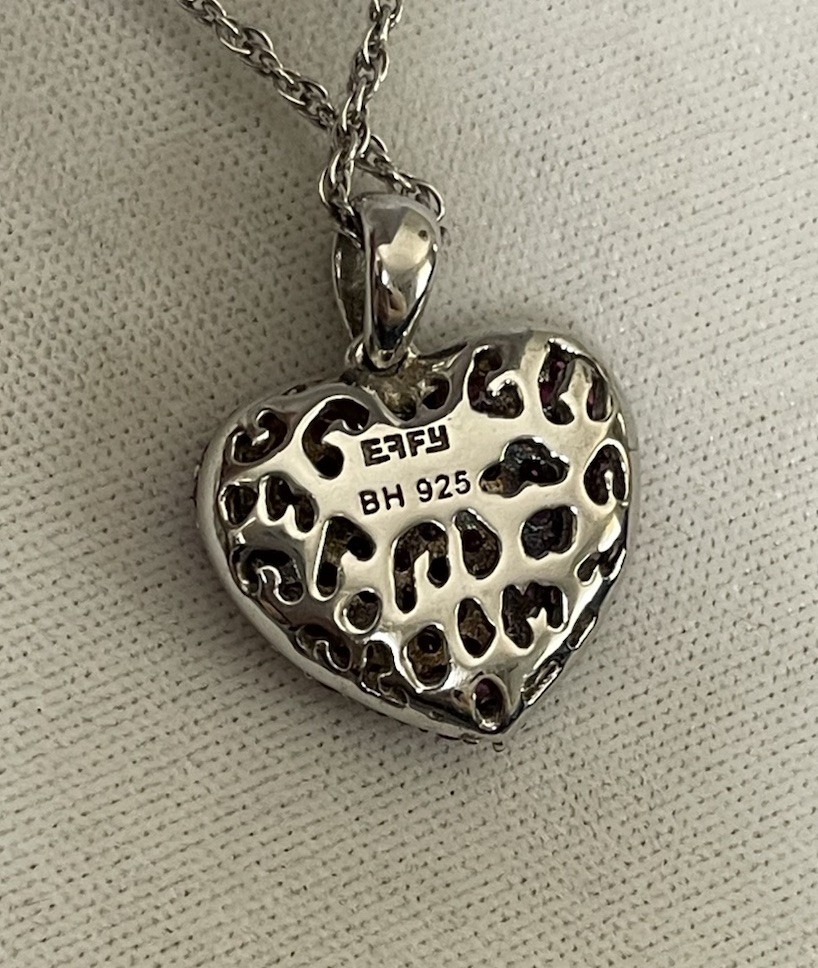 Effy 925 Sterling Silver Ombré Ruby & Pink Sapphire Heart Splash Pendant 18”