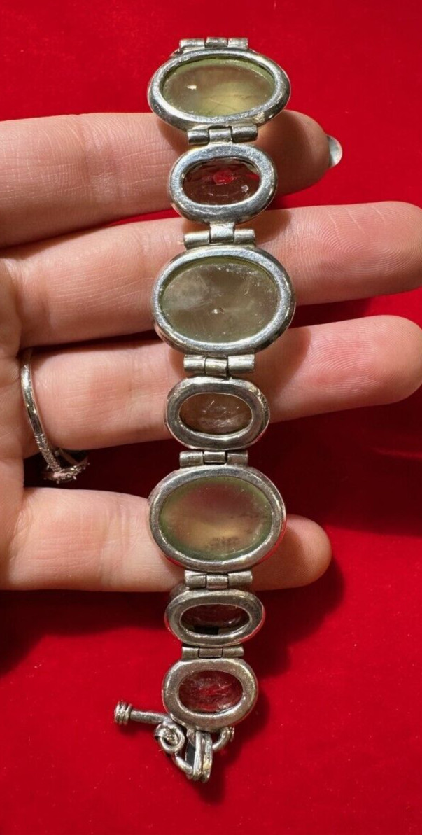 Hallmarks CR Green Tourmaline Amethyst Sterling Silver Bracelet Birmingham DA5