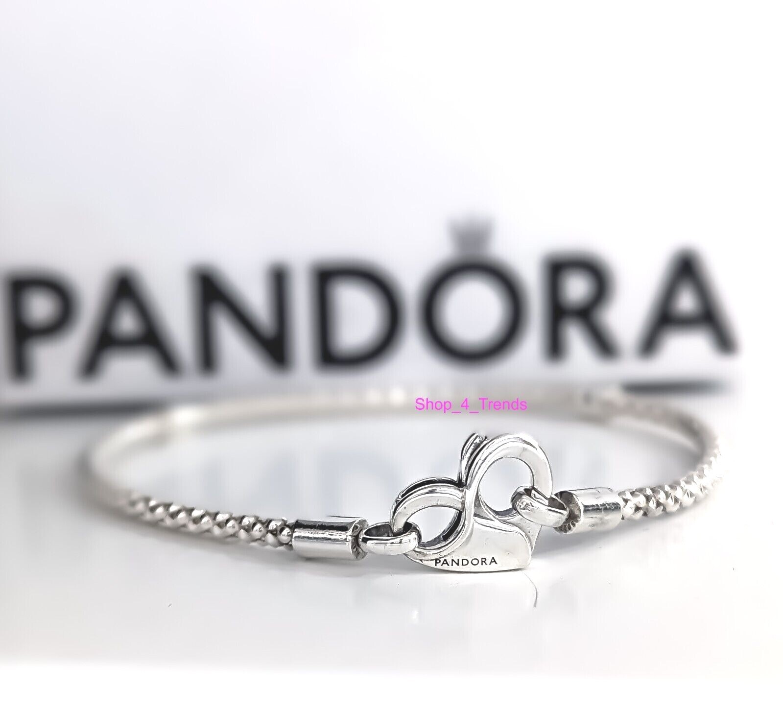 NEW PANDORA 592453C00 925 Silver Moment Studded Chain Heart Charm Bracelets