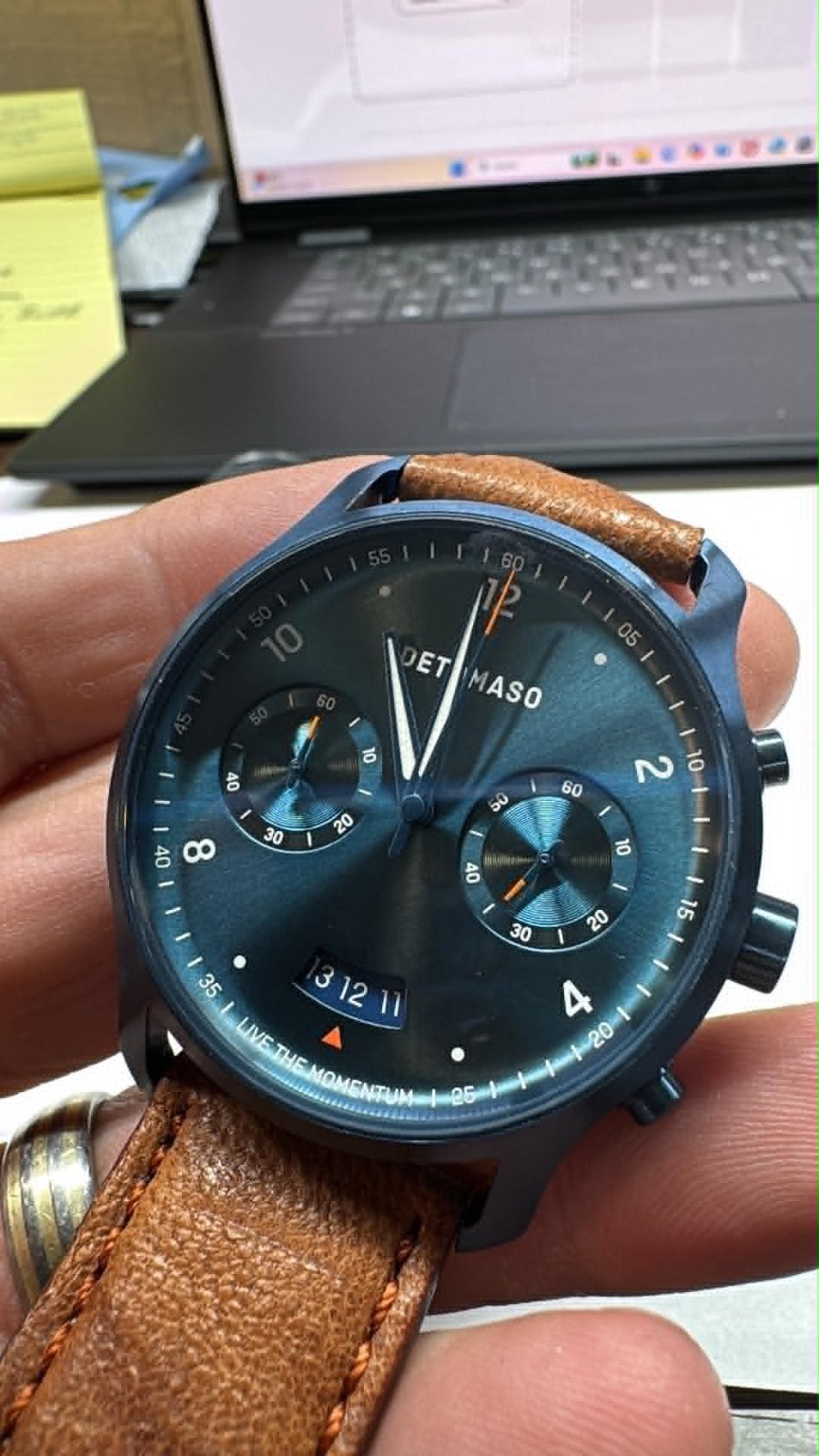 NEW Mens 42mm Detomaso Chrono QTZ Metalic blue D02-15 G2404 watch A40