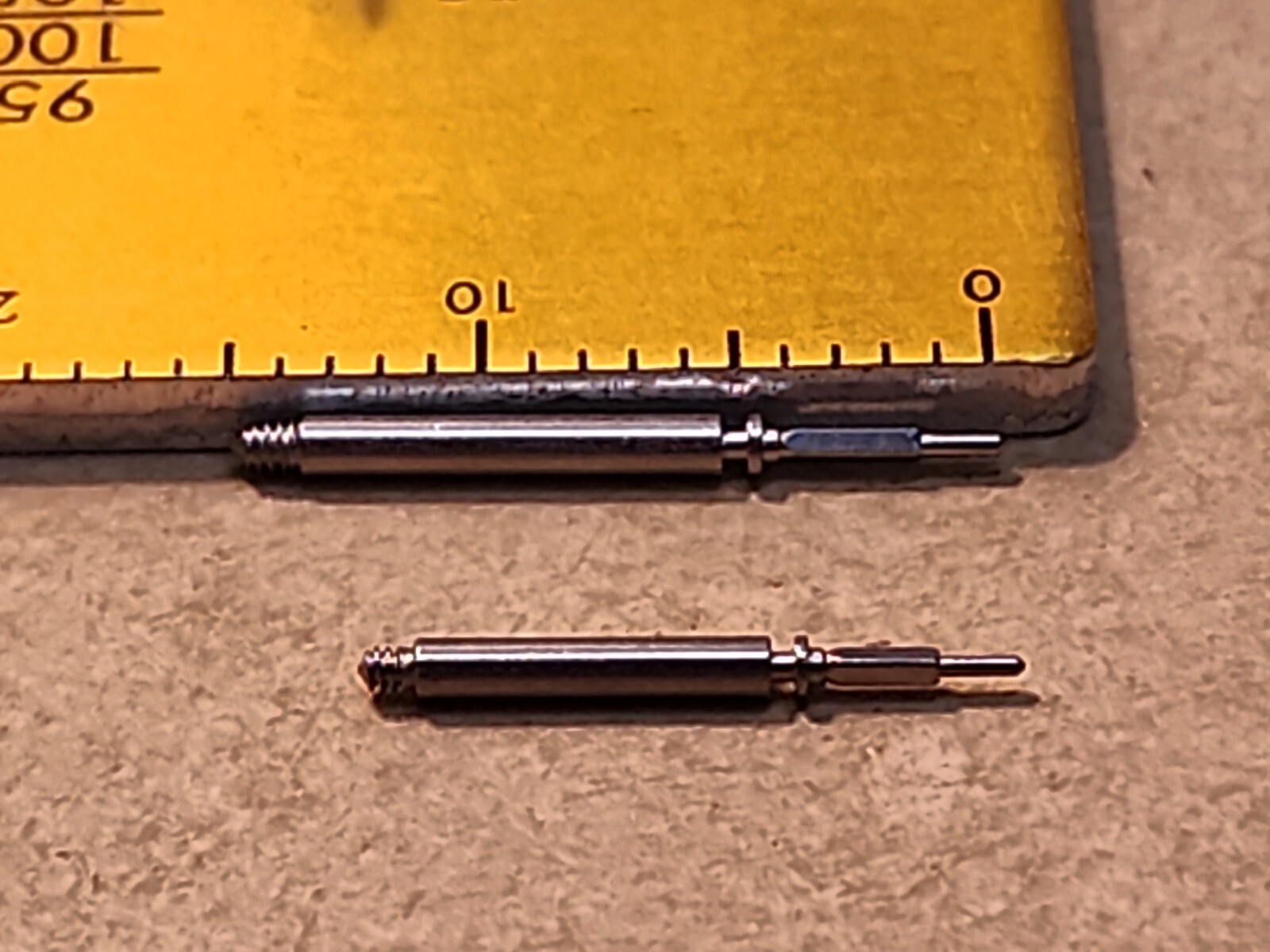 Lot Of 2 NOS Bulova Accutron 218 P/N 176 Setting Stems-Lengths 12.58mm & 15.2mm