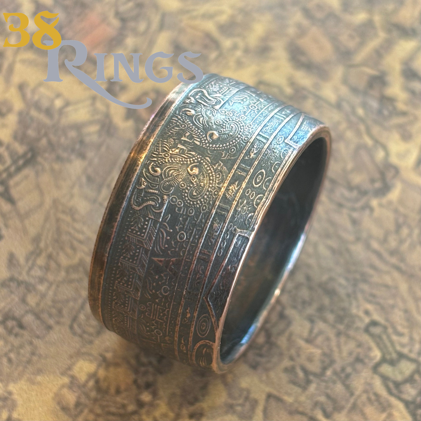 COPPER Aztec Calendar Coin Ring 1 toz USA America Handmade SIZE 5-13 JEWELRY GSM