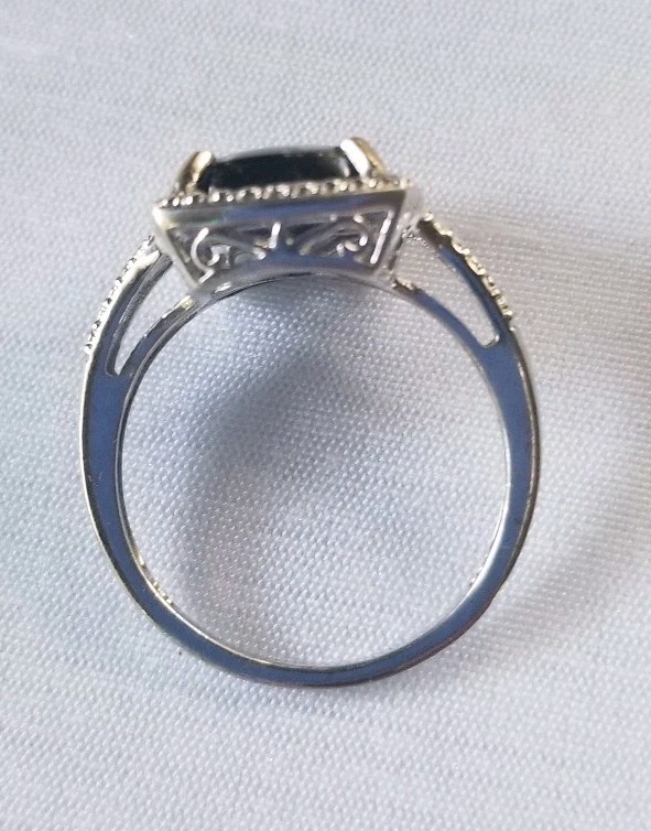 Black And Gold Goldenite Ring Platinum Over Sterling Size 9