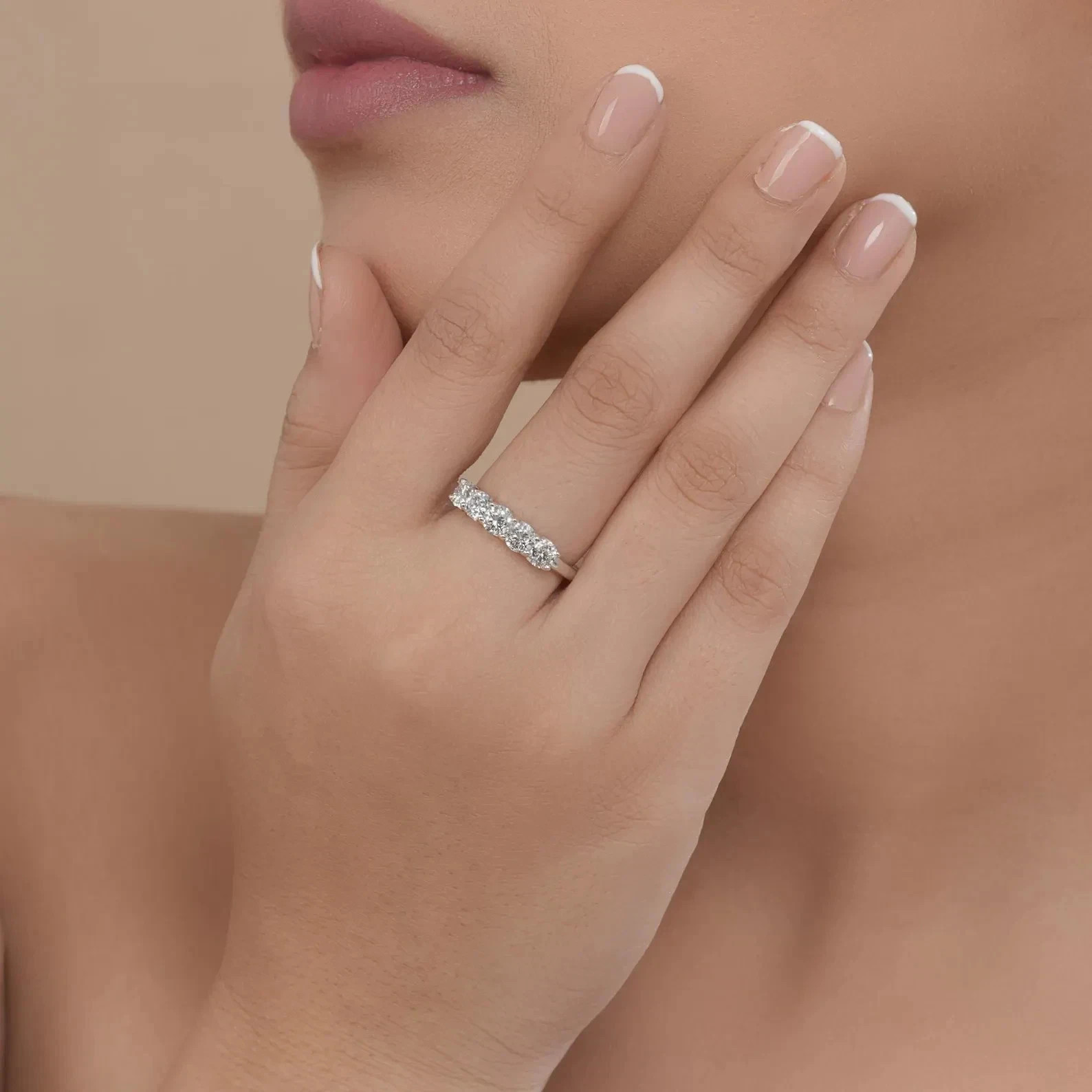 2.50 Ct Round Natural Diamond Eternity Wedding Band 14K White Gold Size 5 6 7 8