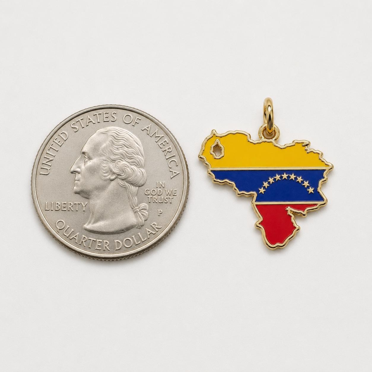 Venezuela Map Pendant Necklace 14k Solid Gold Plain or Enamel Charm