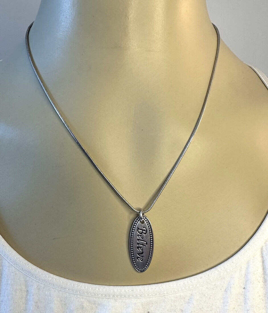 Premier Designs Believe Pendant Necklace Silver Tone Finish 112