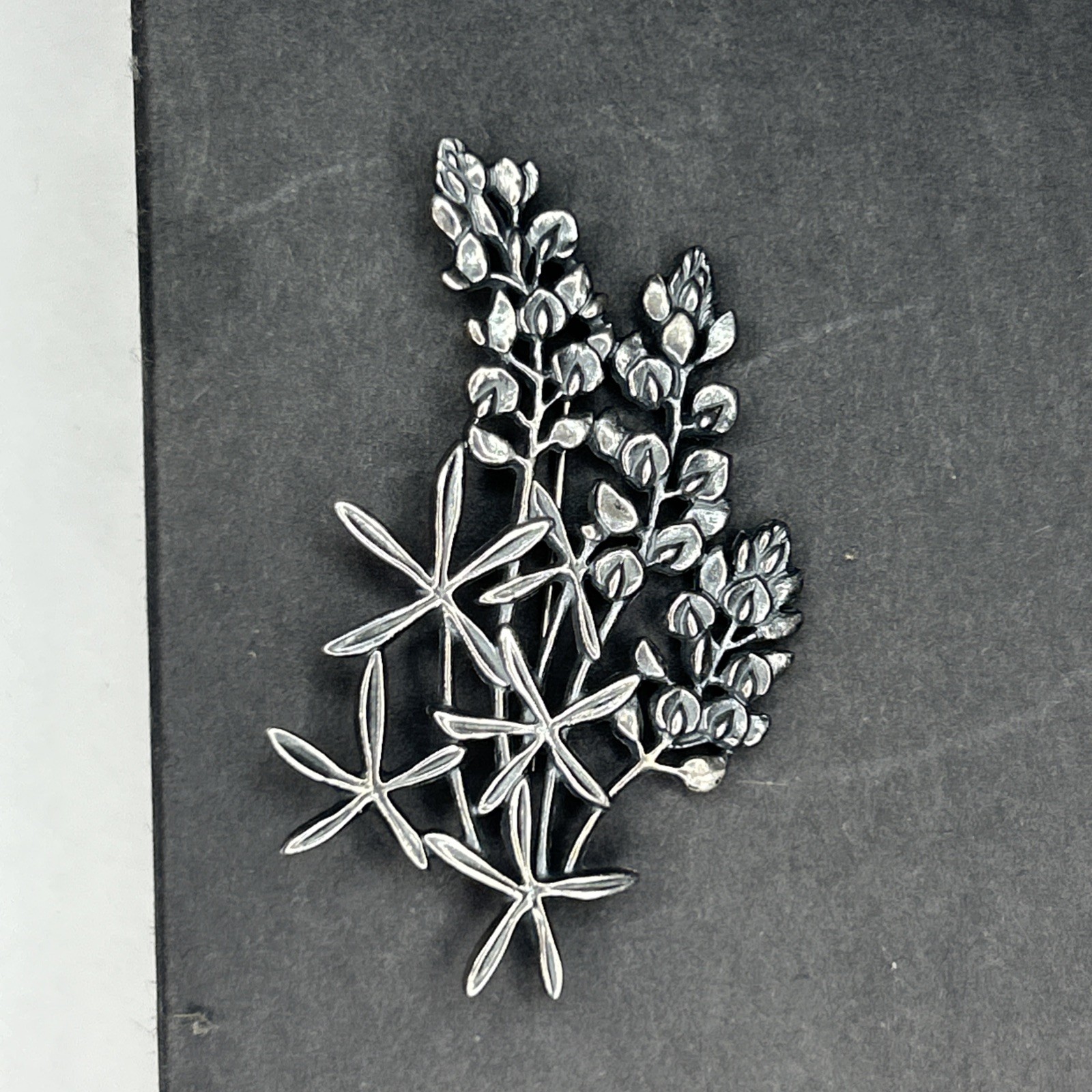 James Avery Large Texas Bluebonnet Flower Brooch Pin Vintage Sterling