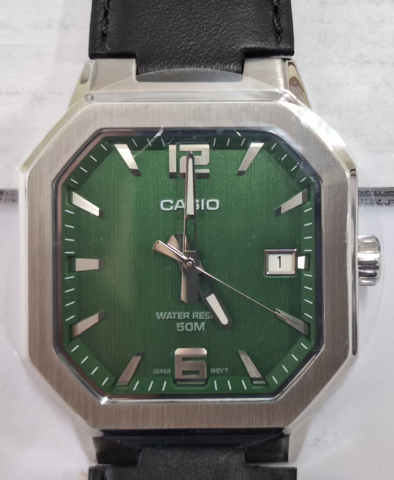 CASIO MTP‑B195 Series MTP-B195L-3AV Green Dial Analog 38 mm New Men’s Watch