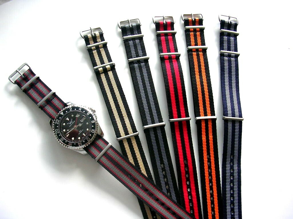 NATO G10 ® Premium Nylon RAF Military watchband strap Bond stripe IW SUISSE USA