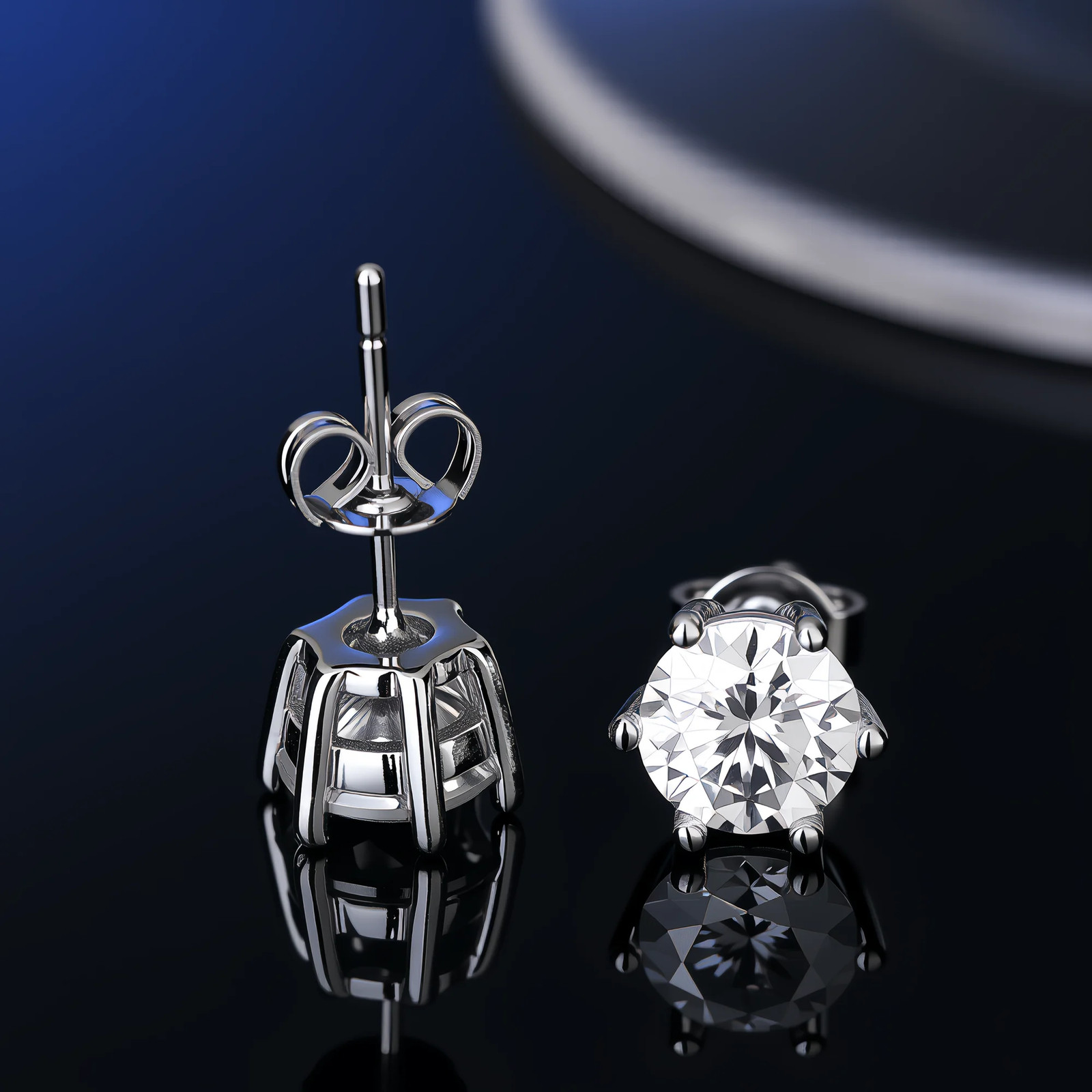 100% Real Sterling Silver S925 Moissanite Stud Earrings D VVS1 Pass GRA Test