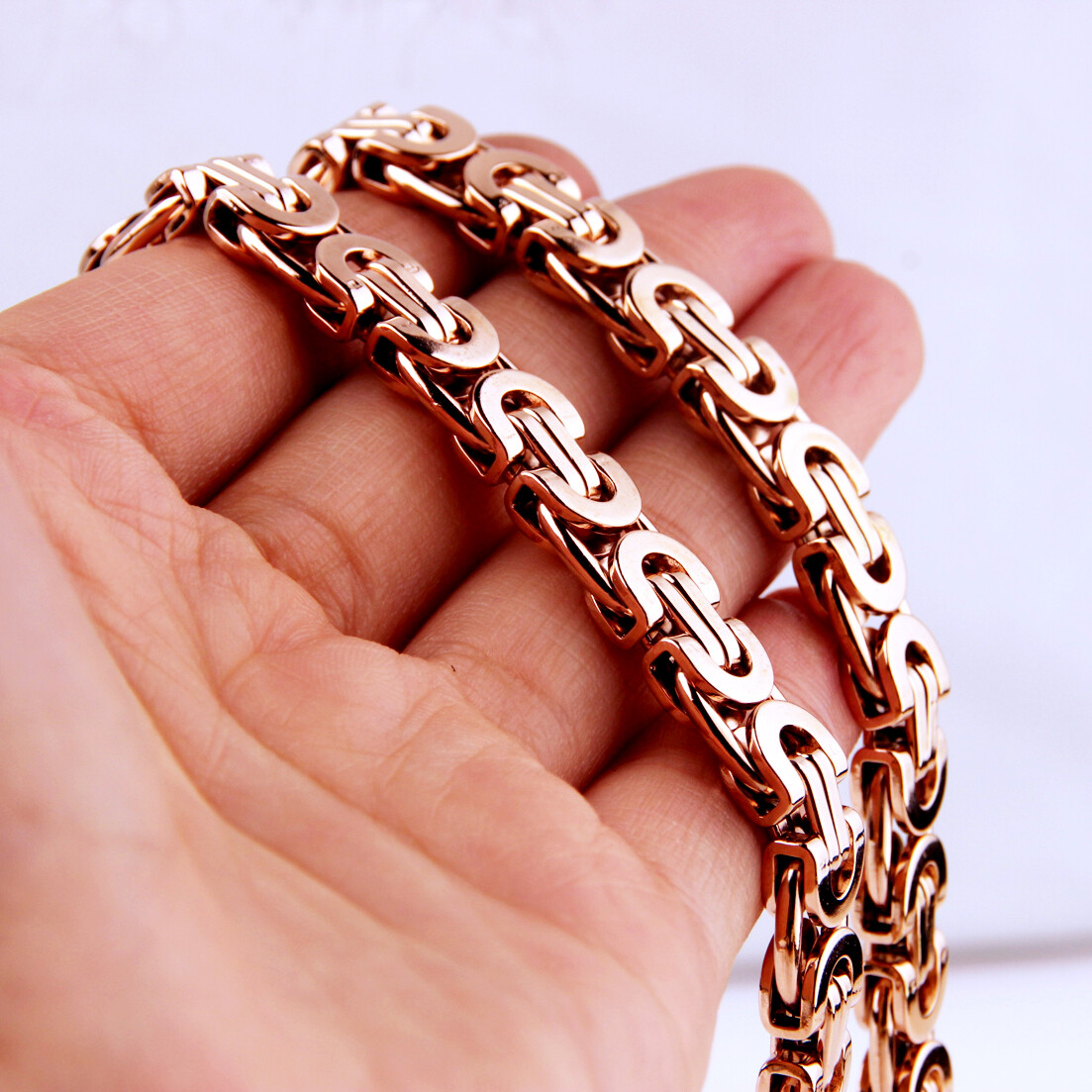 6/8/10mm Cut Flat Byzantine Chain Stainless Steel Women Men Necklace or Bracelet
