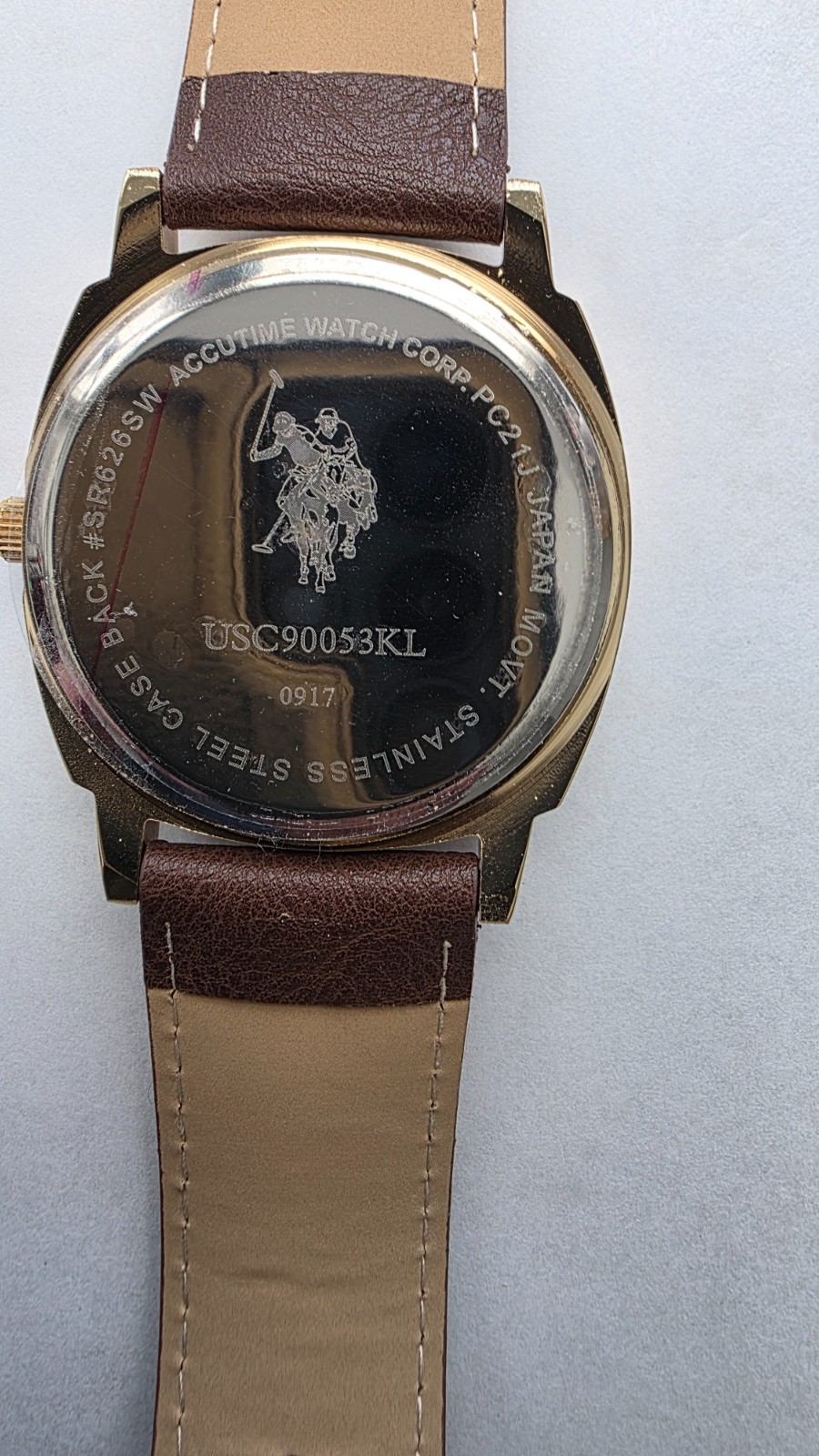 U.S. Polo Assn. Men’s Accutime Watch, Gold-Tone USC90053KL Size 7 1/2 Org Box