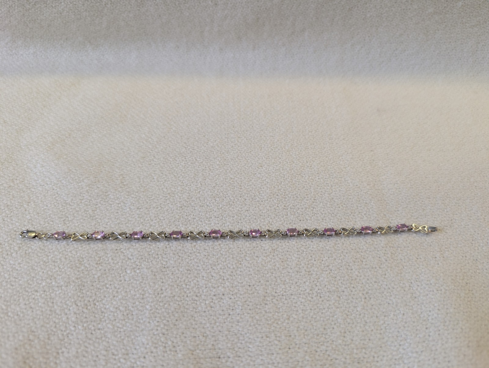 10k White Gold And Pink Sapphire Tennis Bracelet 7.25 Inches