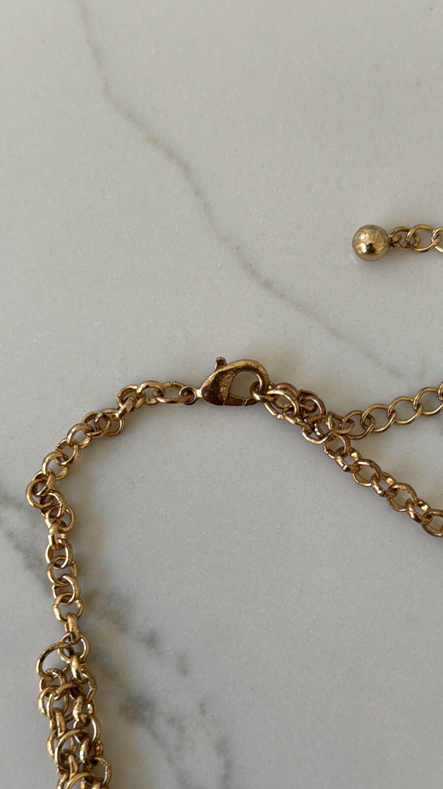 NECKLACE gold and green costume jewelry tear drop collar waterfall