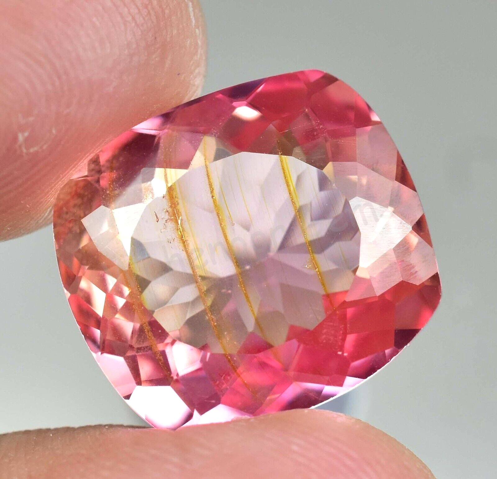 Natural imperial Topaz 21.25 Ct Cushion Stunning FLAWLESS AGL Certified Gemstone