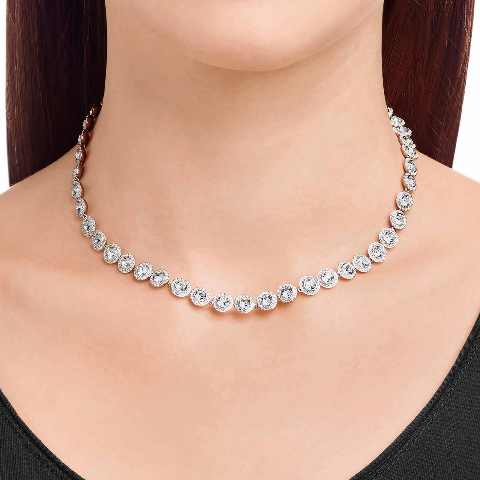 Swarovski Una Angelic Tennis Necklace – Round Cut, White, Rhodium Plated 5117703