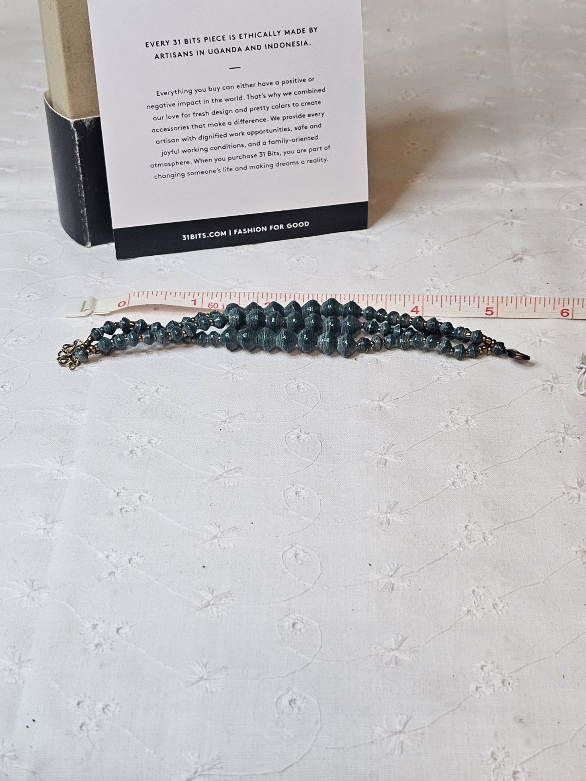 Thirty One Bits multi-strand green paper bead Bracelet Made In Uganda