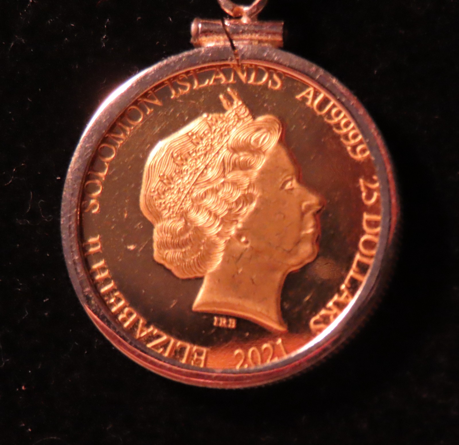 2021 Solomon Islands 1/4oz 24K Gold Coin Pendant & 1.3oz Solid Gold Rope Chain