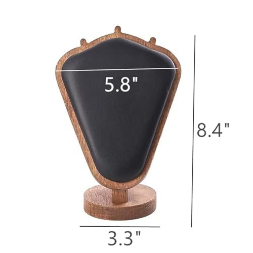 Walnut Color Body Wood Necklace Display Stand with 3.3″x5.8″x8.4″ Walnut-Black