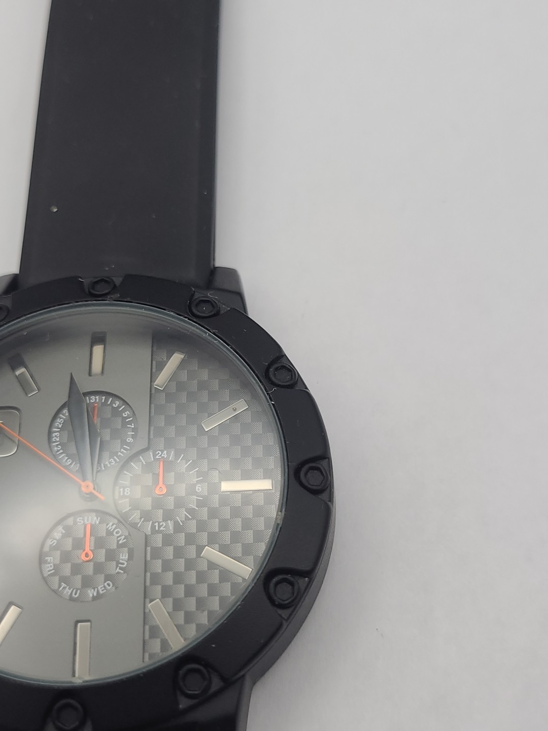 Mossimo Right Handed Black Dial Black Band Mens Quartz Watch New Battery Working