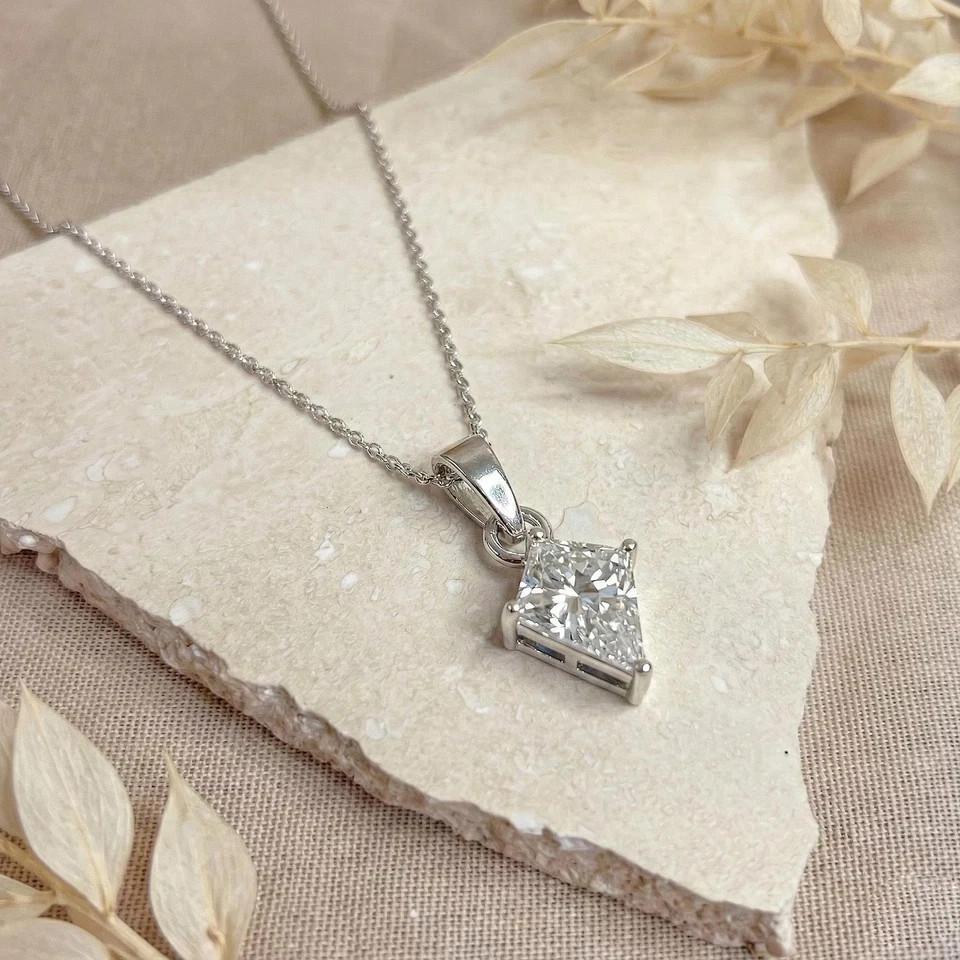 21 Ct Natural Brazilian Kite Shape White Zircon Pendant 925 Silver Gemstone