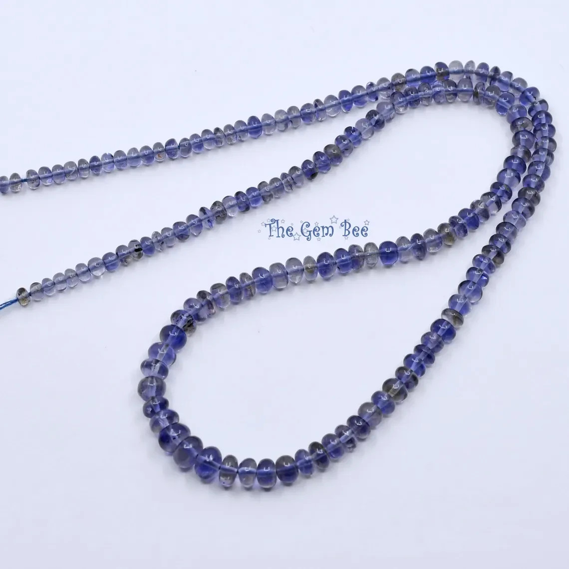 3.5mm-5.5mm Gem Water Sapphire Iolite Hand Cut Smooth Rondelle Beads 16″ strand