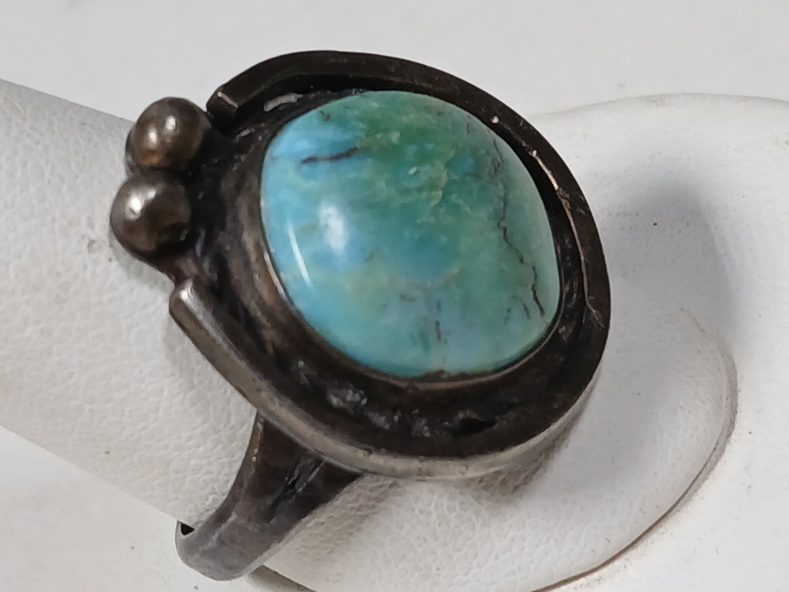 Native American S. Silver Turquoise Ring Vintage Jewelry 9 Grams Size 11.75