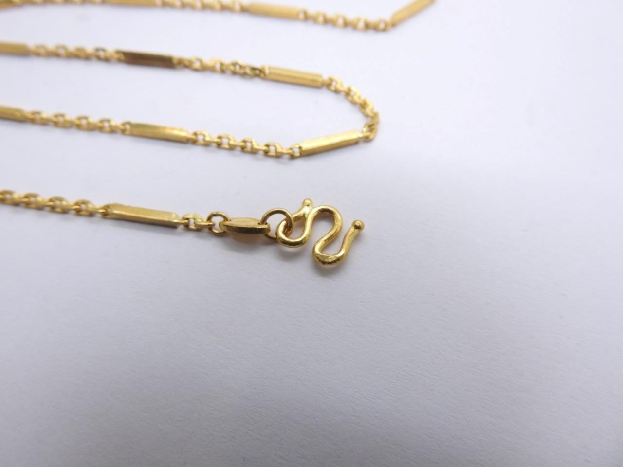 22K Yellow Gold Baht Fancy Bar Link Chain Necklace 17 Grams 18.5″ inch