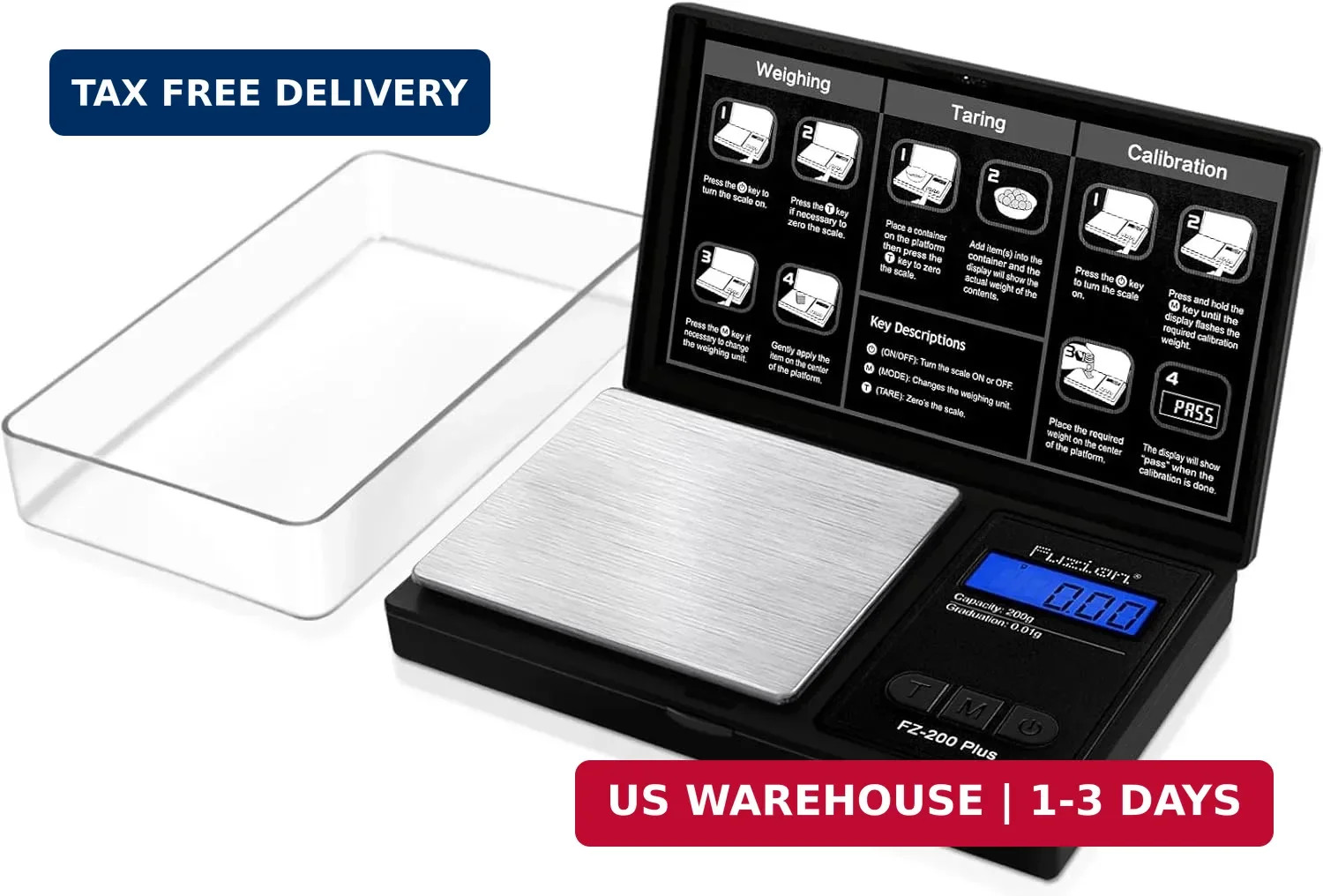 Fuzion Digital Pocket Gram Scale .01 Gram Accuracy, 200g Mini Gram Scale, Small