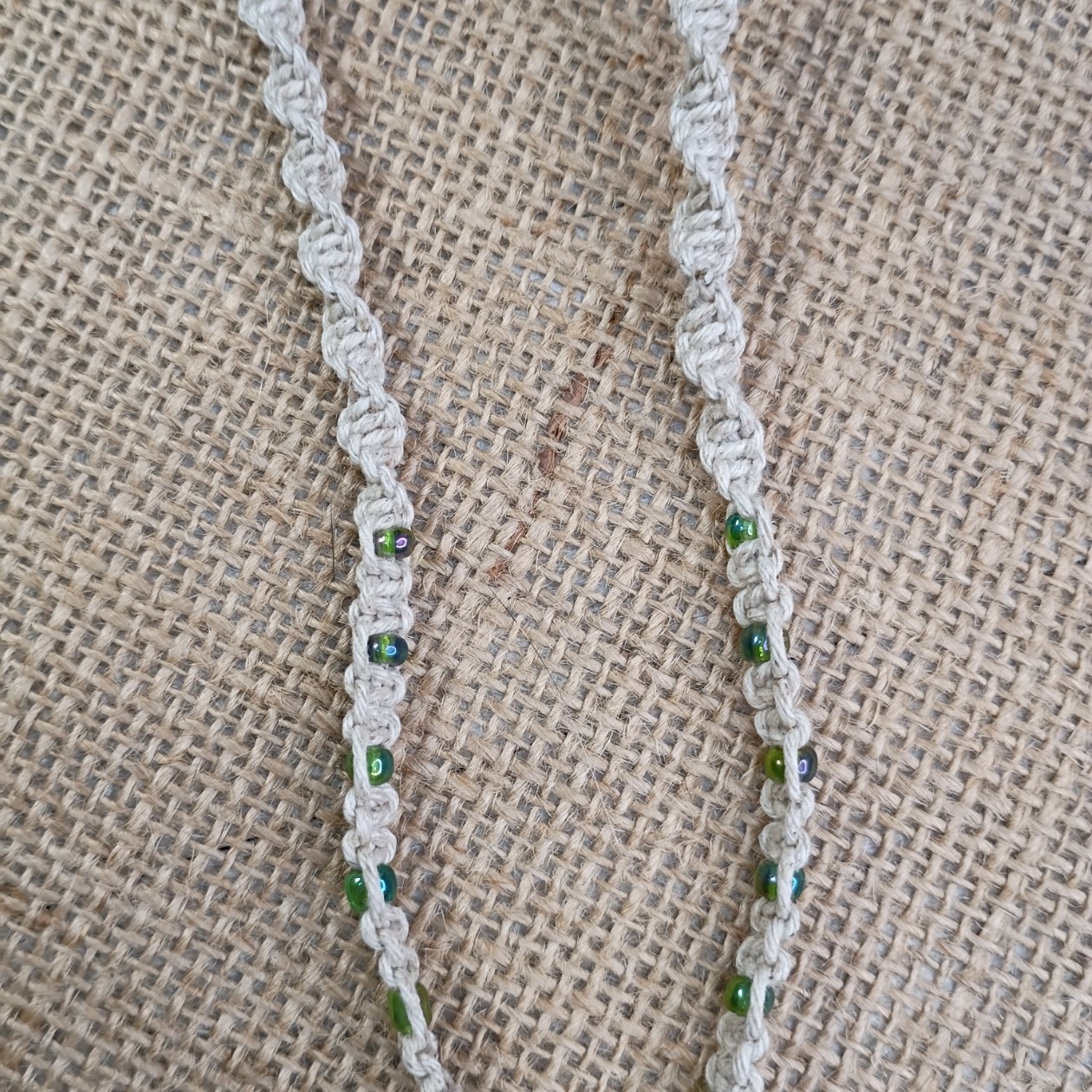 Natural Hemp Necklace w/ Jasper Star Charm & AB Beads, 16 -21 inch Ready to Ship
