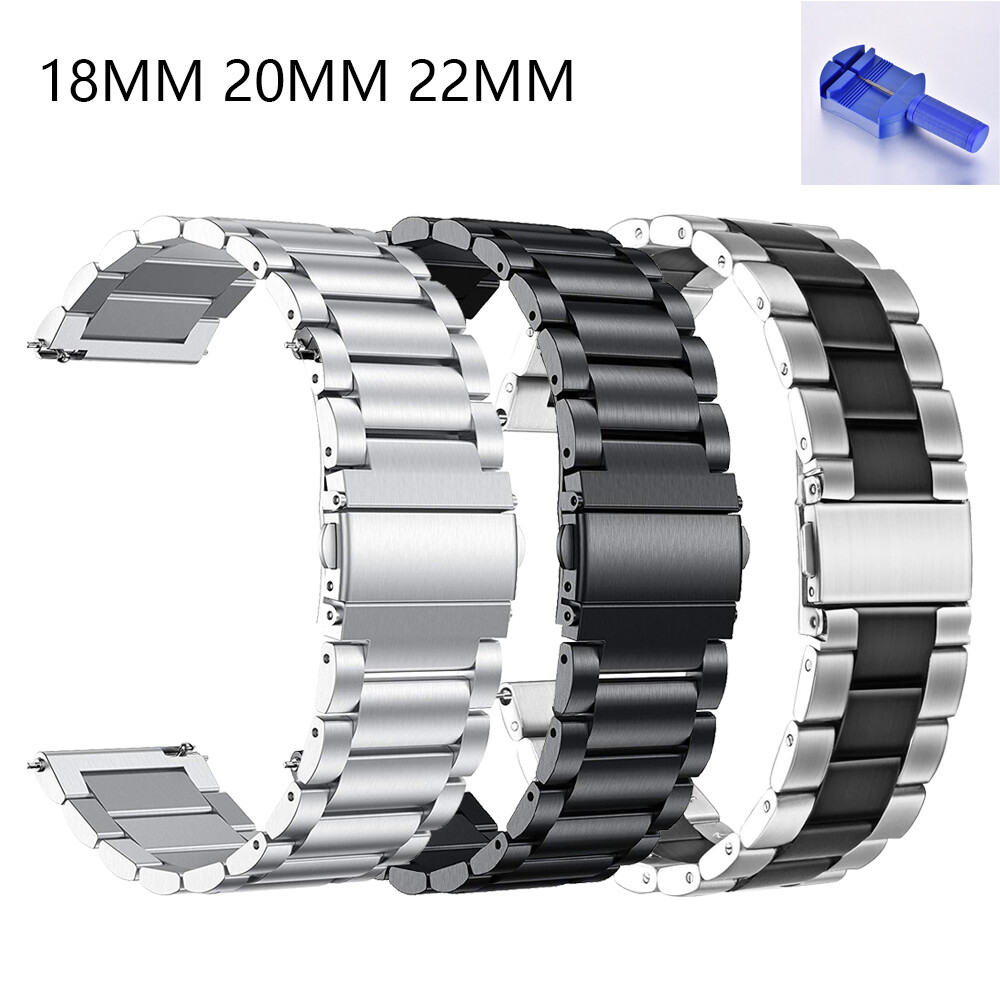 18/20/22/24mm Metal Watch Band Strap Replacement Stainless Steel Wrist Bracelet