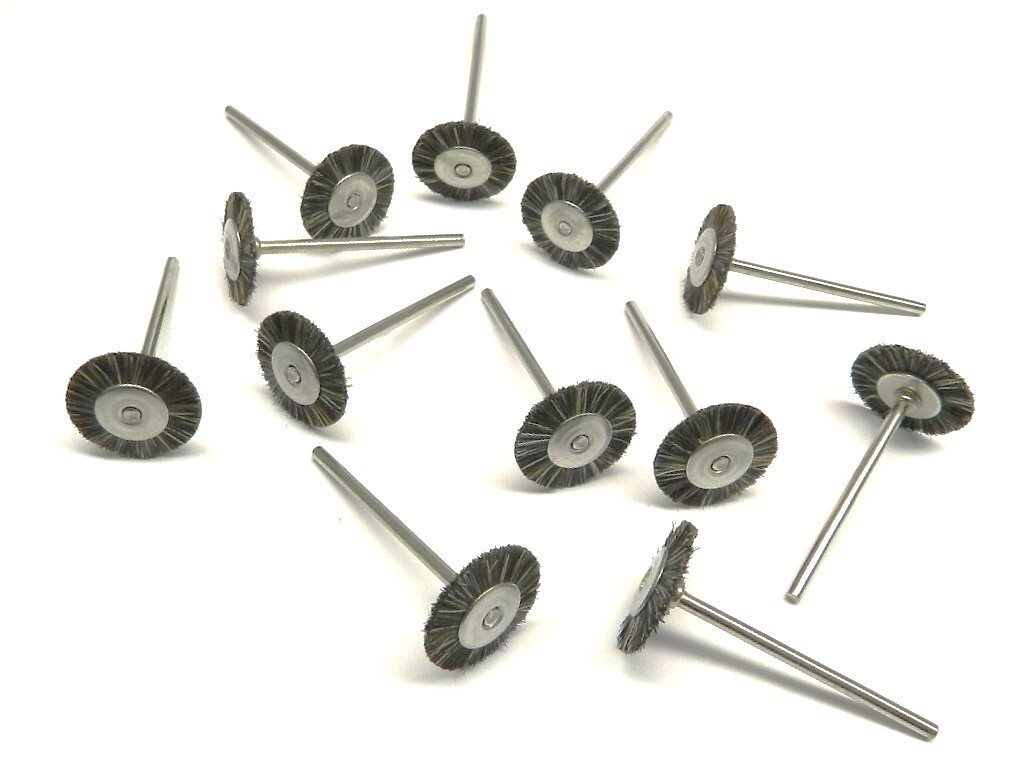 12 Mounted Medium Bristle 3/4″ Brush Wheel 3/32″ Shank for Rotary Tool