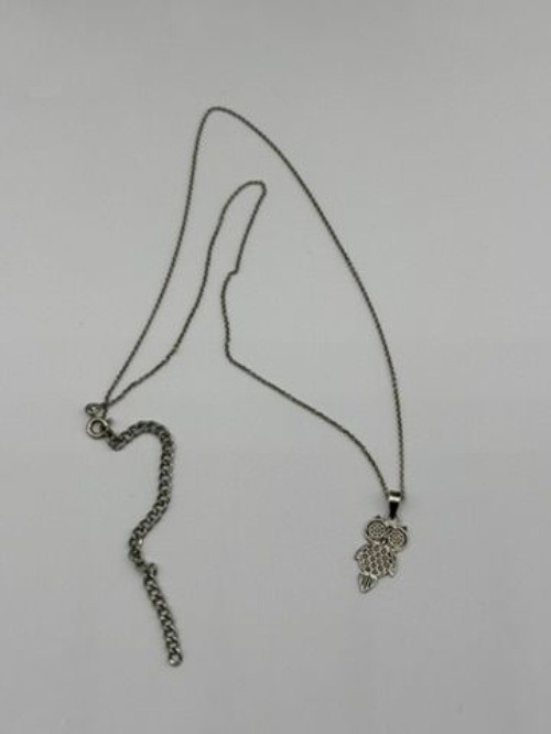 Artisan-Made Sterling Silver Owl Pendant Necklace Delicate Fine Chain Not Signed