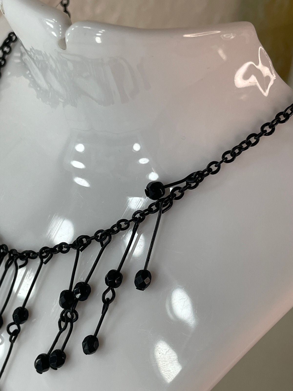 Vida Jewels Black Bar Bead Charm Statement Necklace 18 inches