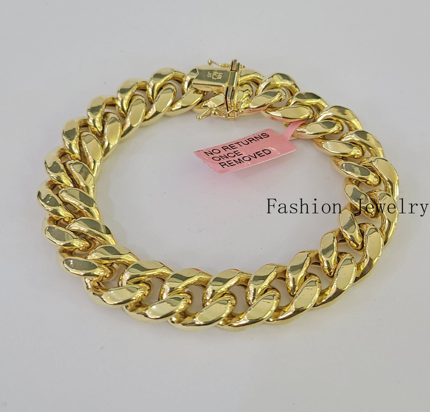 Real 14K Gold Miami Cuban Bracelet Yellow Gold Box Clasp 8″ 13mm Link Thick