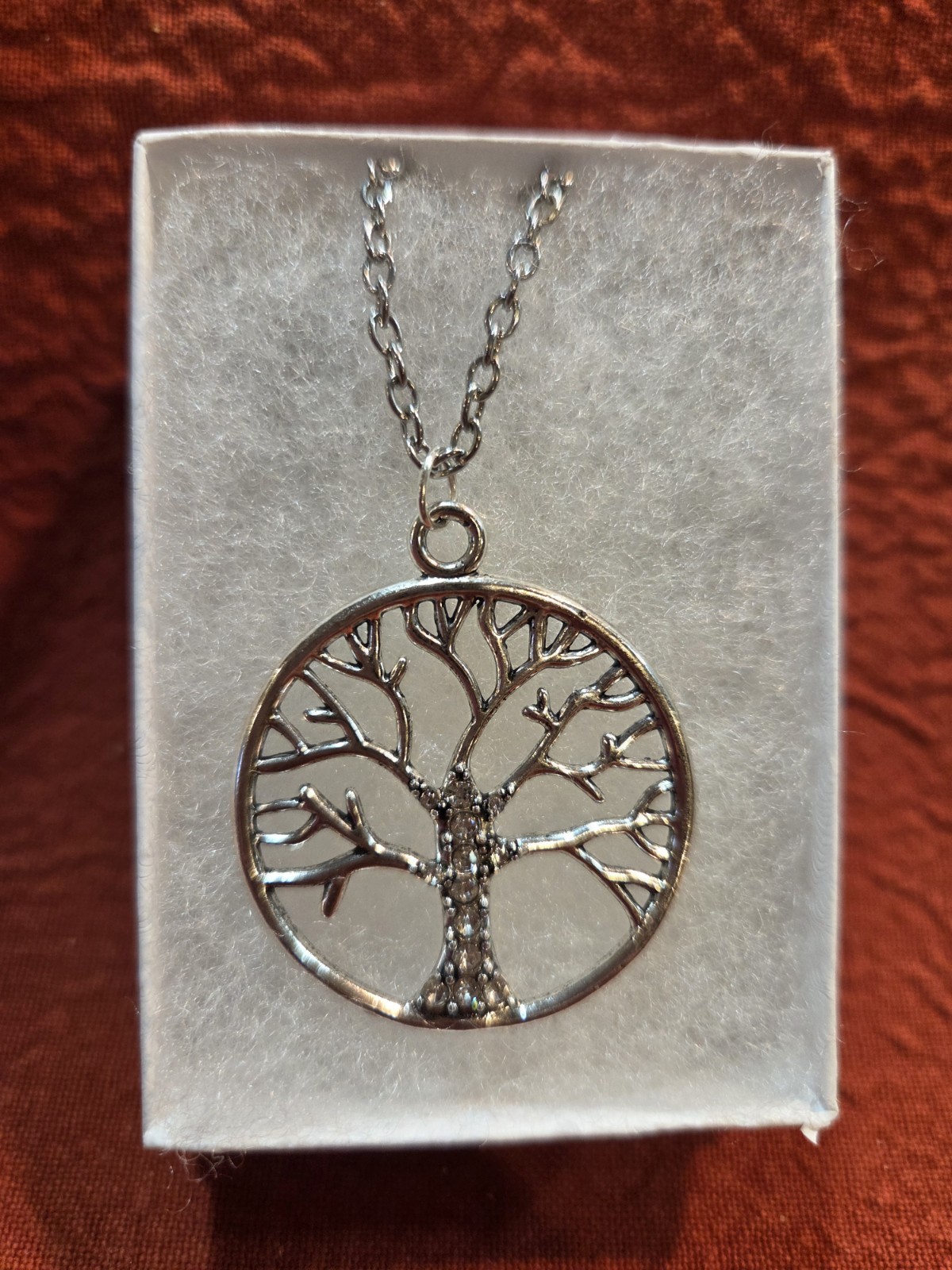 Tree Of Life Necklace With Stones In Trunk Of Tree