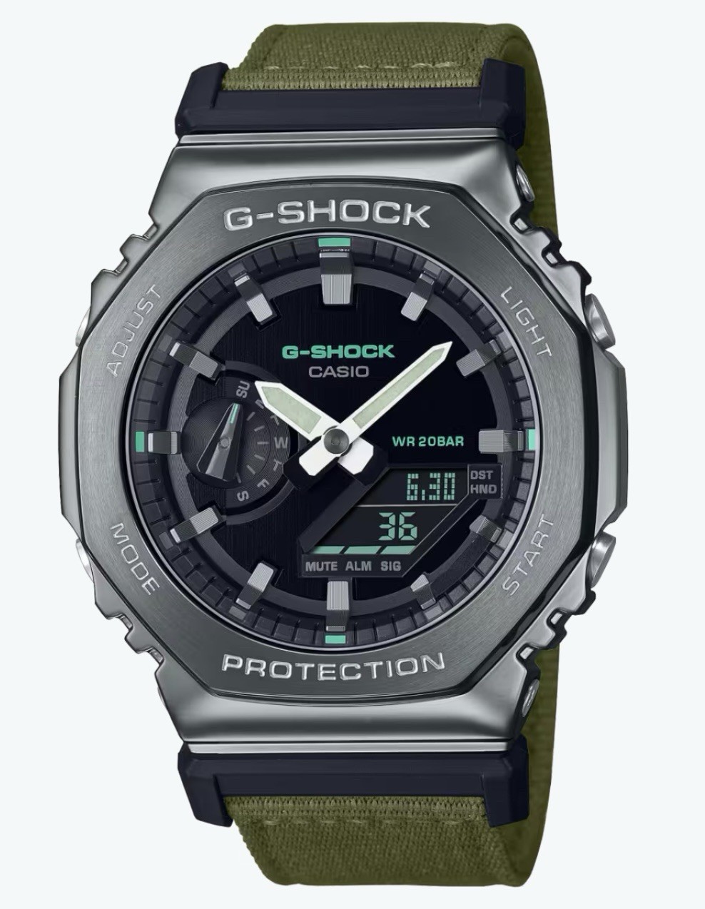 Casio G-STEEL 2100 Series Analog & Digital Green Cloth Band GM2100CB-3A