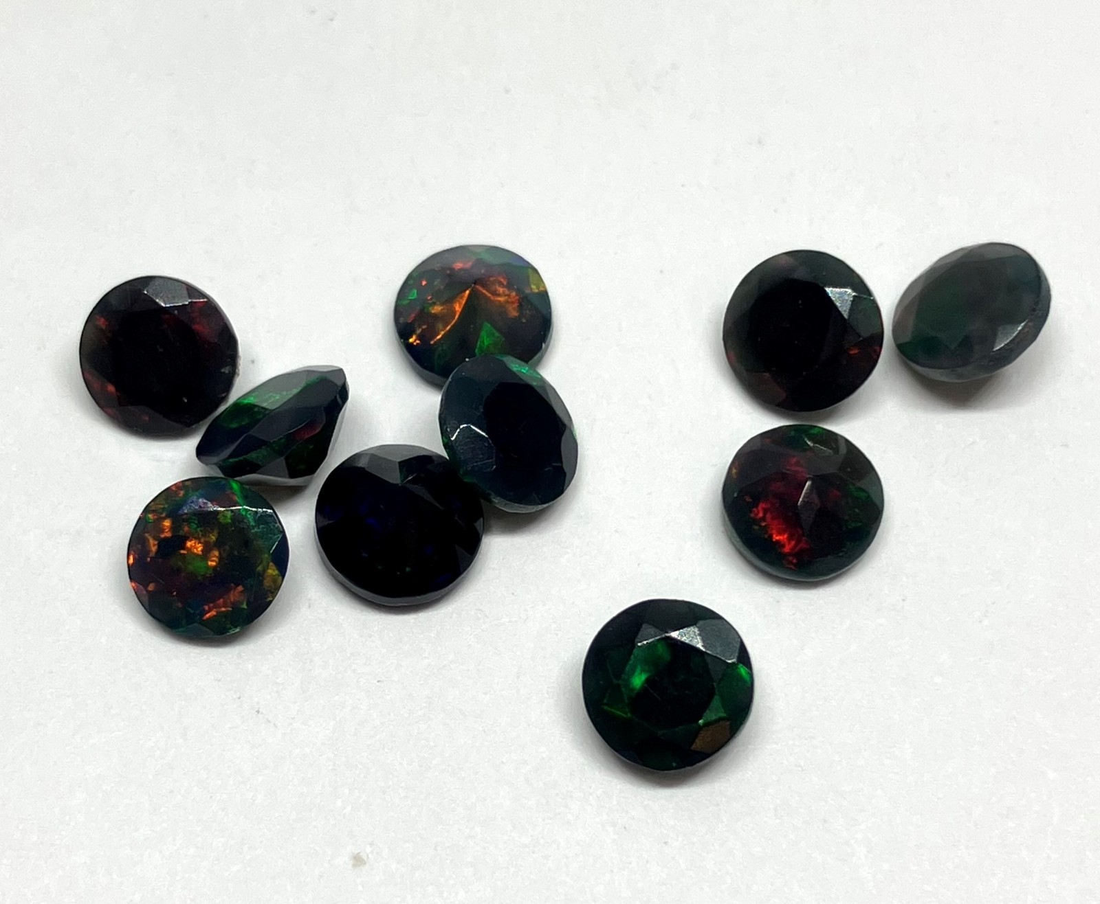 Black Fire Opal AAA Natural Ethiopian Round Cut Loose Gemstone For All Jewelry