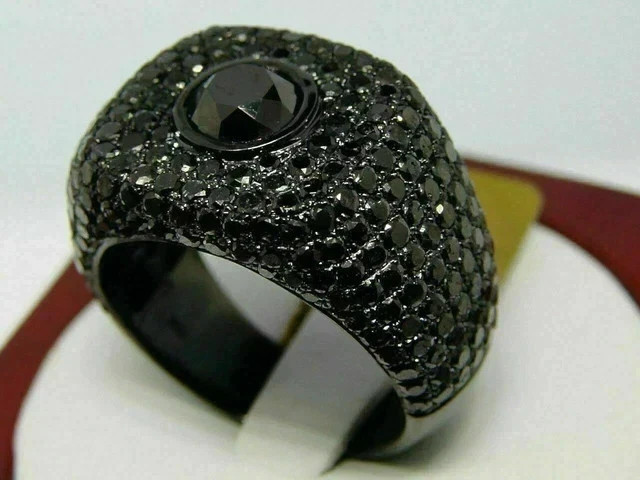 3CT Round Lab Created Black Diamond Men’s Pinky Band Ring 14K Black Gold Plated