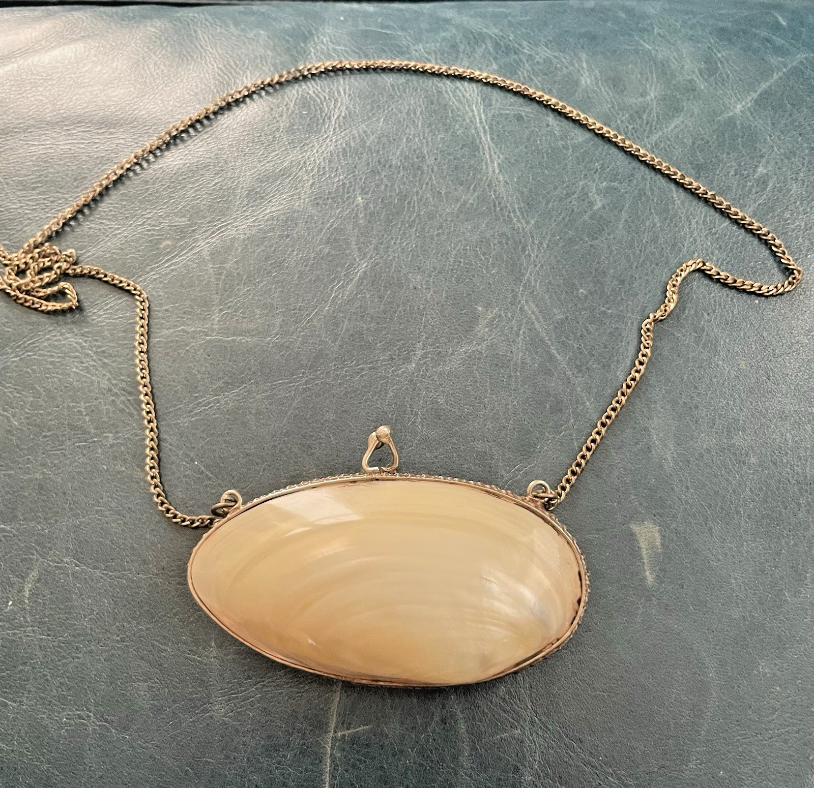 Perhaps a Single Pearl Oyster Shell Made into Pendant